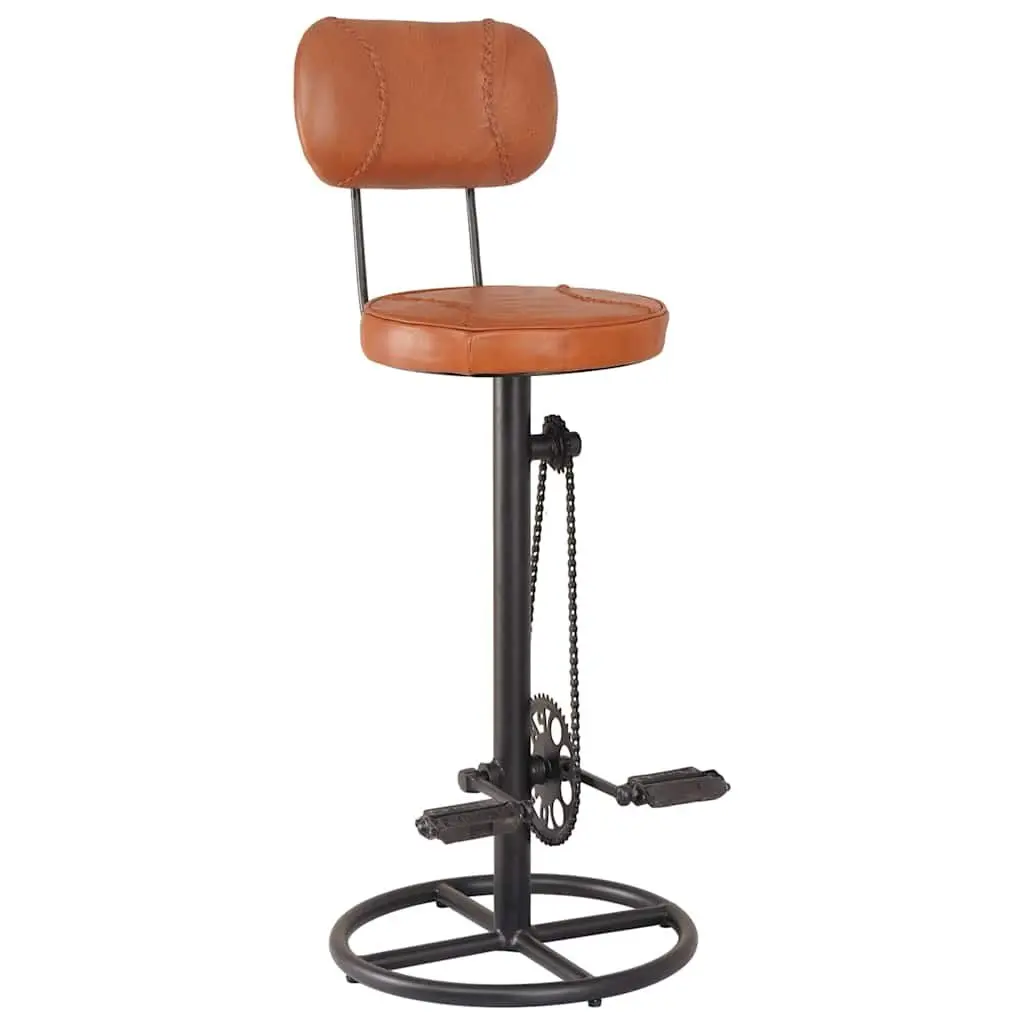 Bar Stools 2 pcs Brown Upholstered Seating with Bicycle Pedal Footrests