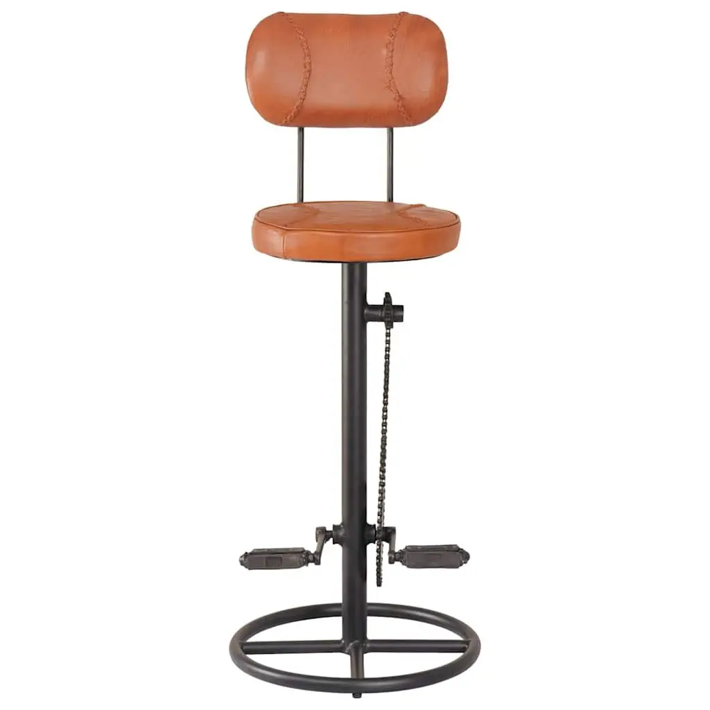 Bar Stools 2 pcs Brown Upholstered Seating with Bicycle Pedal Footrests
