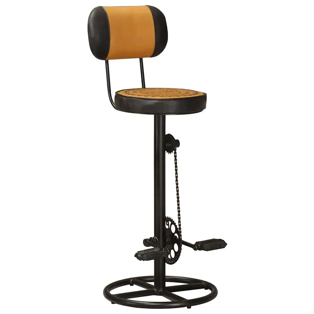 Bar Stools with Canvas Print Padded Seat Backrest Iron Frame Brown 2 pcs