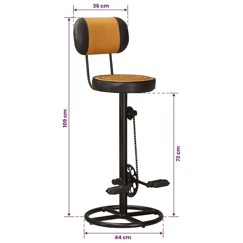 Bar Stools with Canvas Print Padded Seat Backrest Iron Frame Brown 2 pcs