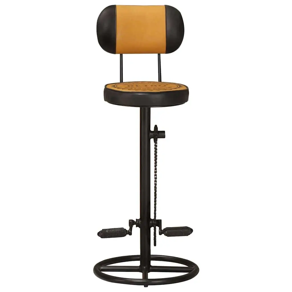 Bar Stools with Canvas Print Padded Seat Backrest Iron Frame Brown 2 pcs