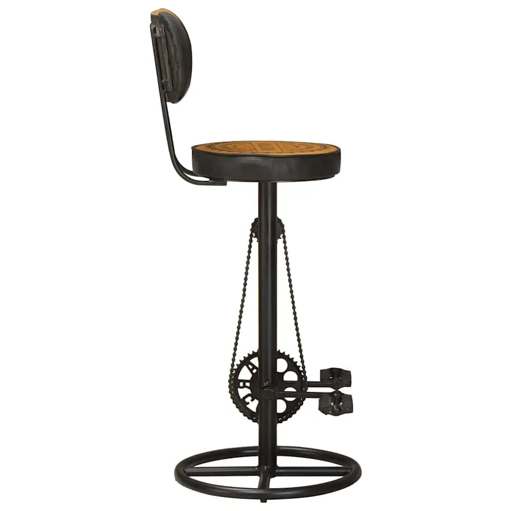 Bar Stools with Canvas Print Padded Seat Backrest Iron Frame Brown 2 pcs