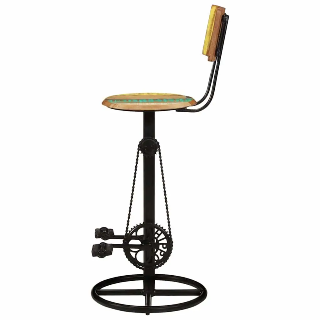 Bar Stools Kitchen Dining Room Seating 2 pcs Solid Reclaimed Wood Multicolour