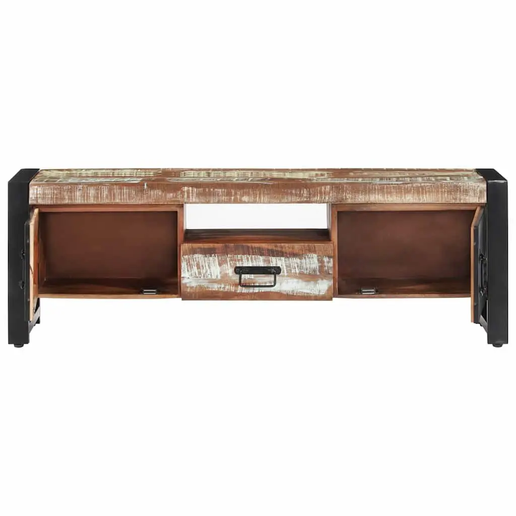 Reclaimed Wood TV Stand Storage Unit 120x30x40cm with 3 Compartments and Drawer Multi Colour