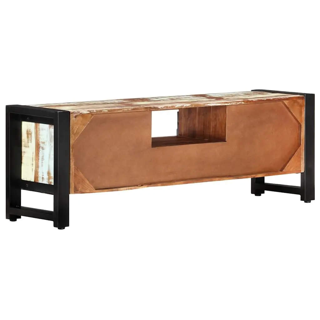 Reclaimed Wood TV Stand Storage Unit 120x30x40cm with 3 Compartments and Drawer Multi Colour
