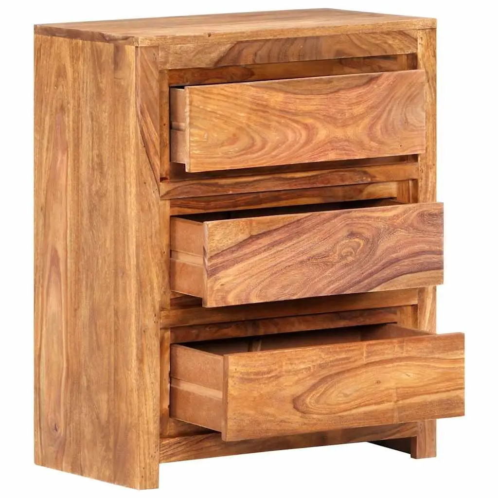 Drawer Cabinet Storage Chest 60x33x75 cm Solid Wood Acacia 3 Drawers Brown
