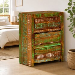 Drawer Cabinet Chest of Drawers Solid Reclaimed Wood Multicolour Storage