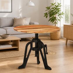 Warm and Durable Adjustable Side End Table in Brown