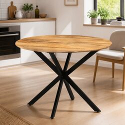Reliable Round Dining Table: 110cm Solid Mango Wood