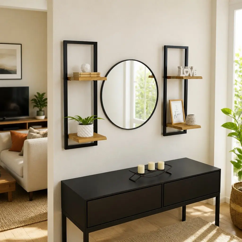Wall Shelves Floating Storage Display 25 x 25 x 75 cm Brown Acacia 2 Pieces