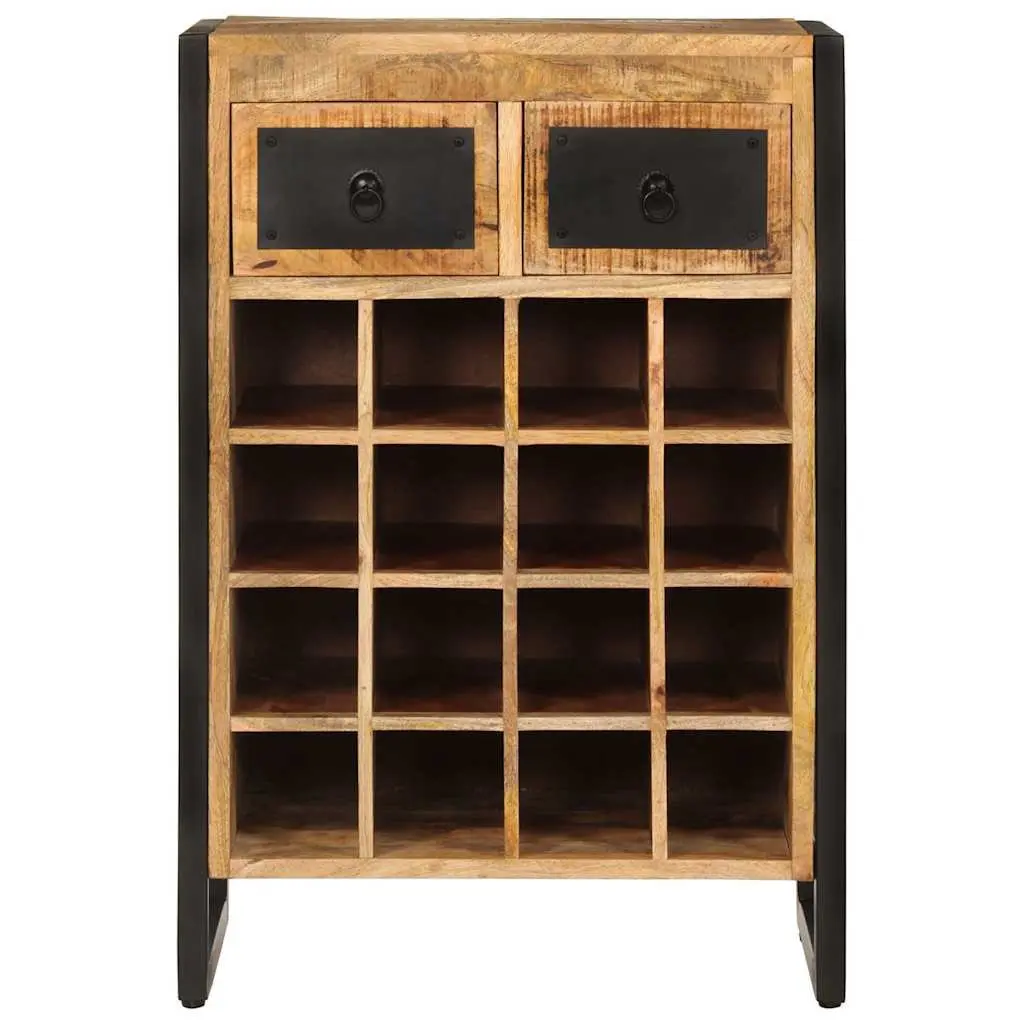 Wine Rack for 16 Bottles Solid Wood Storage Holder Display Stand with Drawers