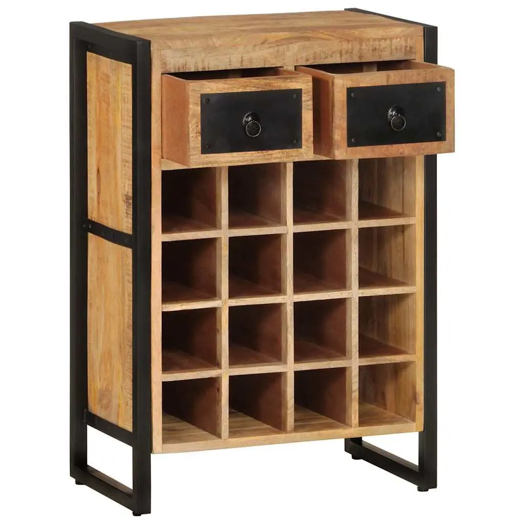 Wine Rack for 16 Bottles Solid Wood Storage Holder Display Stand with Drawers