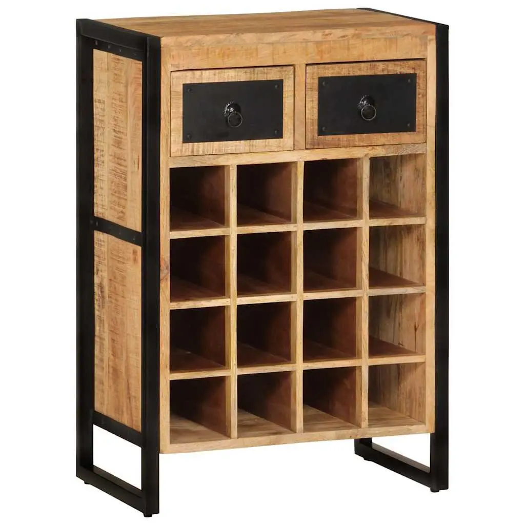 Wine Rack for 16 Bottles Solid Wood Storage Holder Display Stand with Drawers