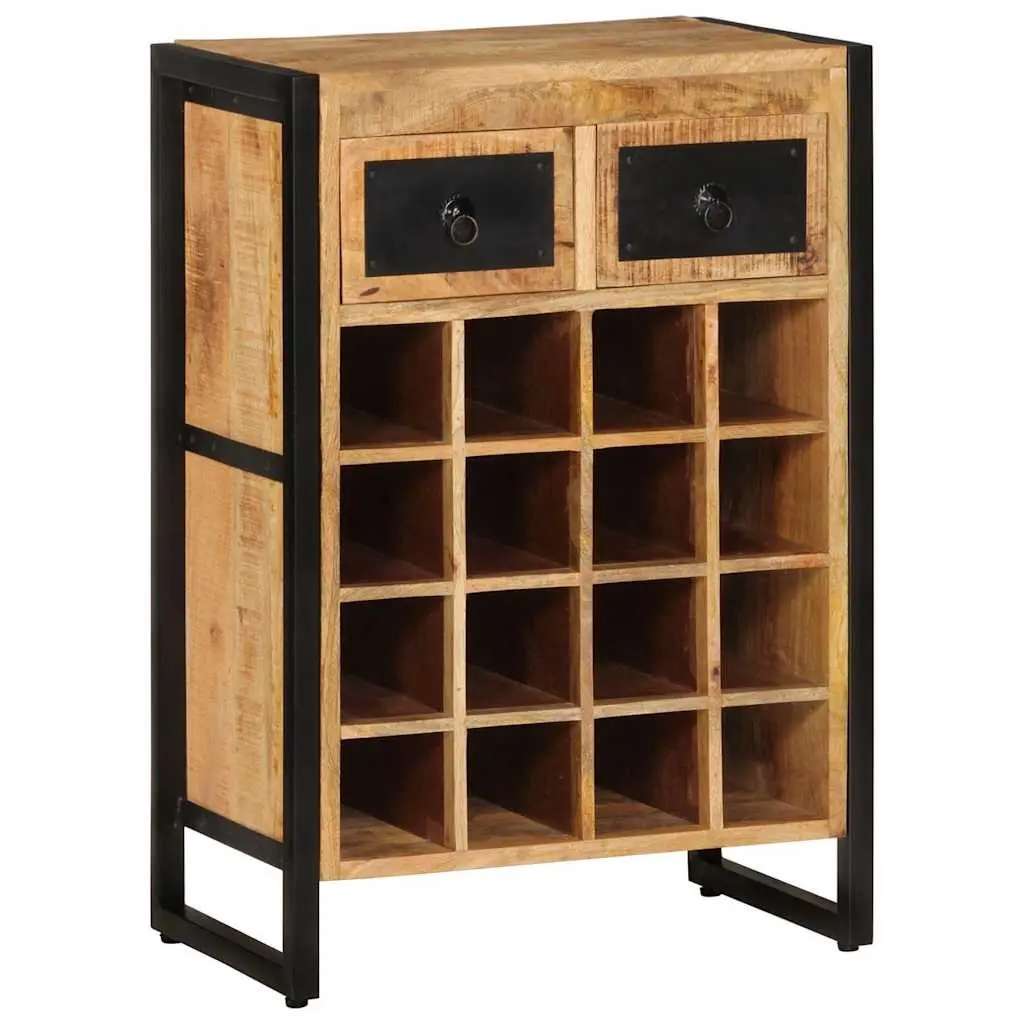 Wine Rack for 16 Bottles Solid Wood Storage Holder Display Stand with Drawers