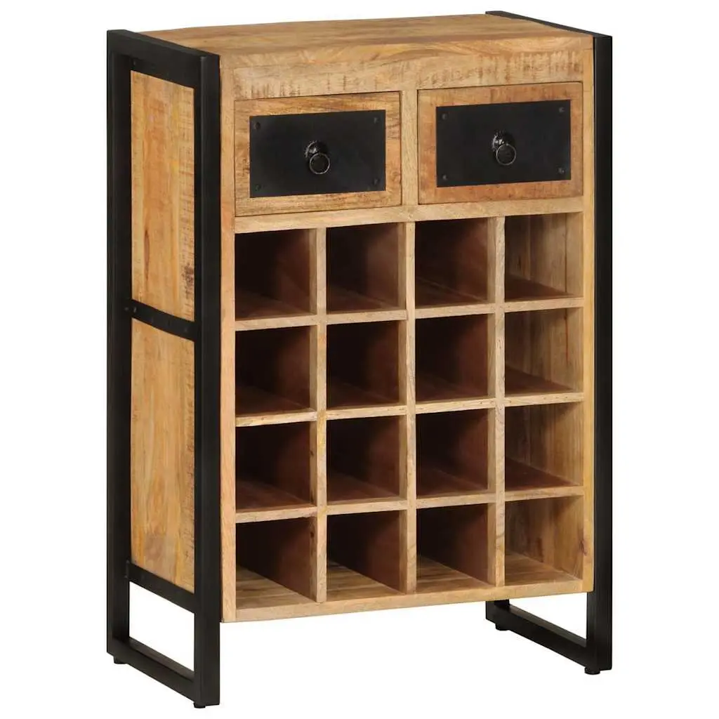 Wine Rack for 16 Bottles Solid Wood Storage Holder Display Stand with Drawers