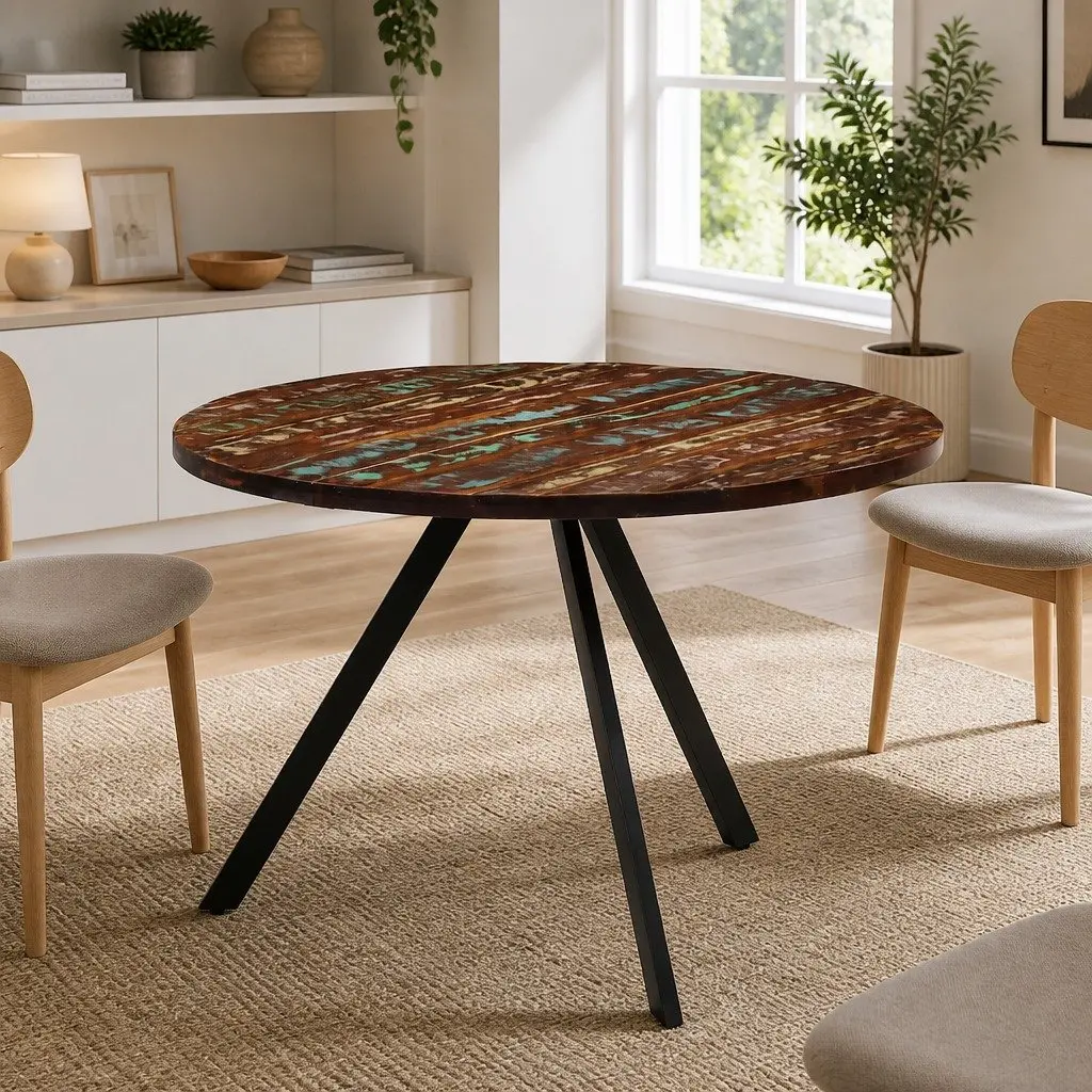 Dining Table Vintage Style 110x75 cm Solid Reclaimed Wood Multicolour