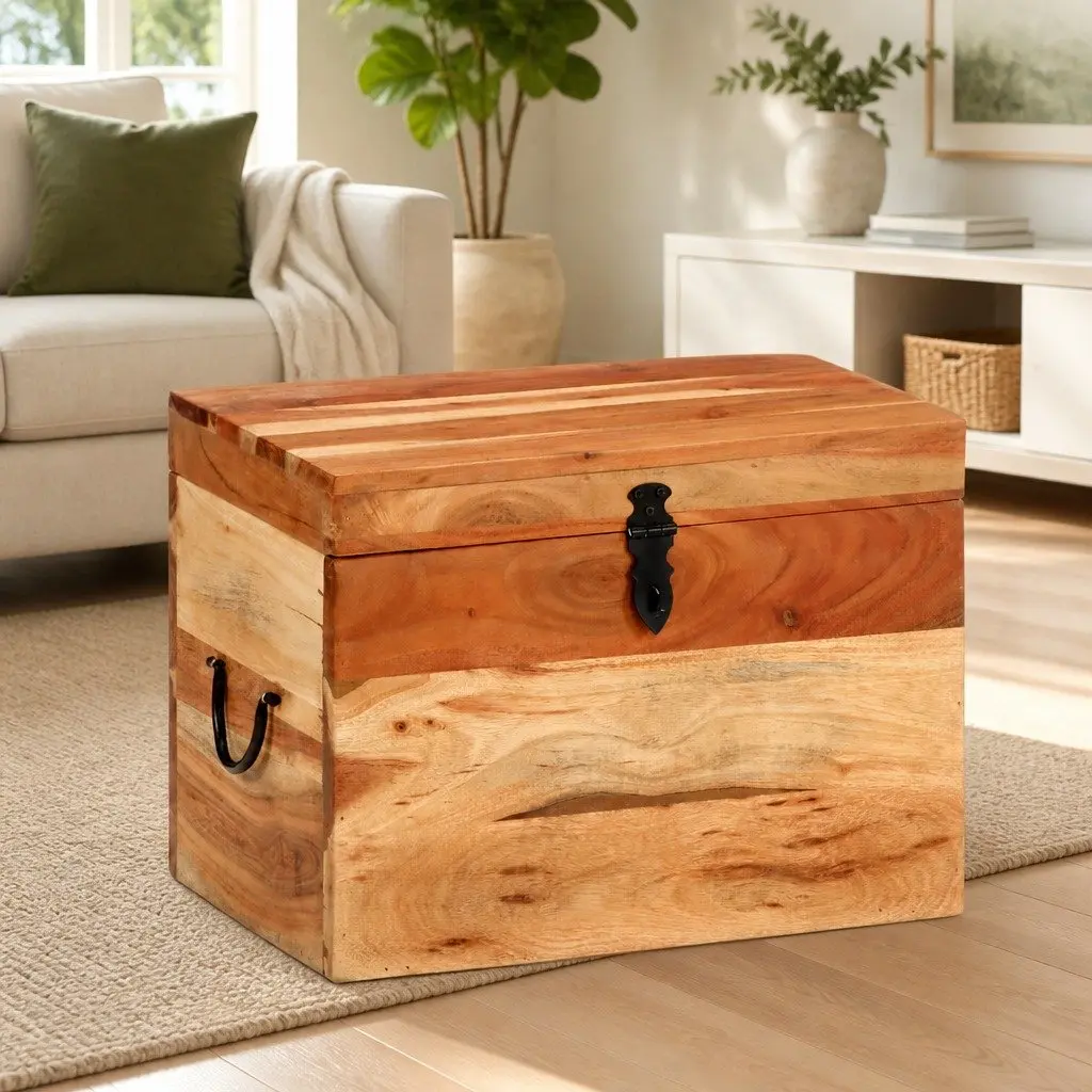 Storage Chest Solid Wood Acacia 39x28x31cm Brown