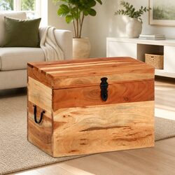 Reliable Solid Wood Storage Chest 39x28x31cm Brown