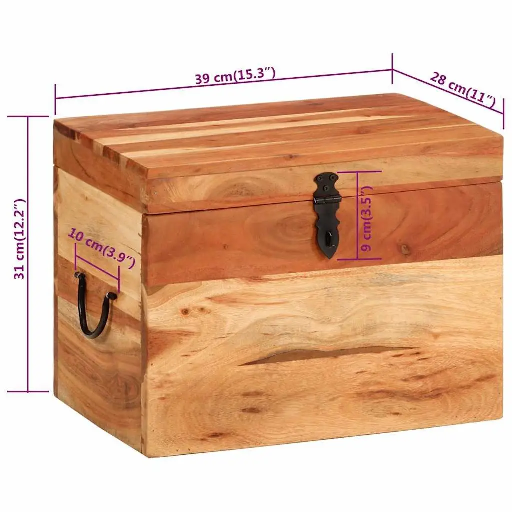Storage Chest Solid Wood Acacia 39x28x31cm Brown