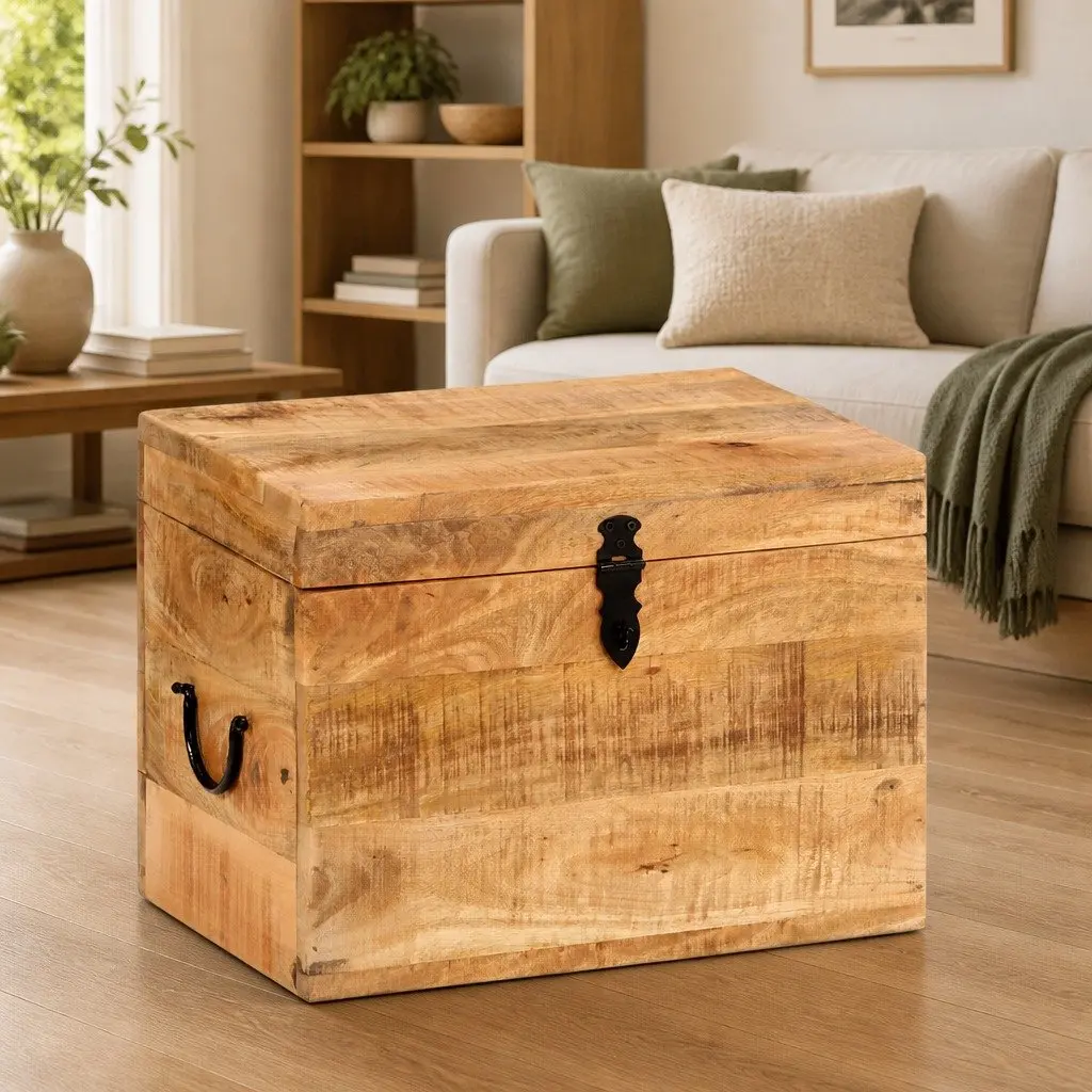 Storage Chest Antique Style Brown Solid Mango Wood 39x28x31cm