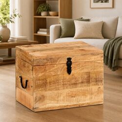 Reliable Brown Mango Wood Storage Chest for Organizing