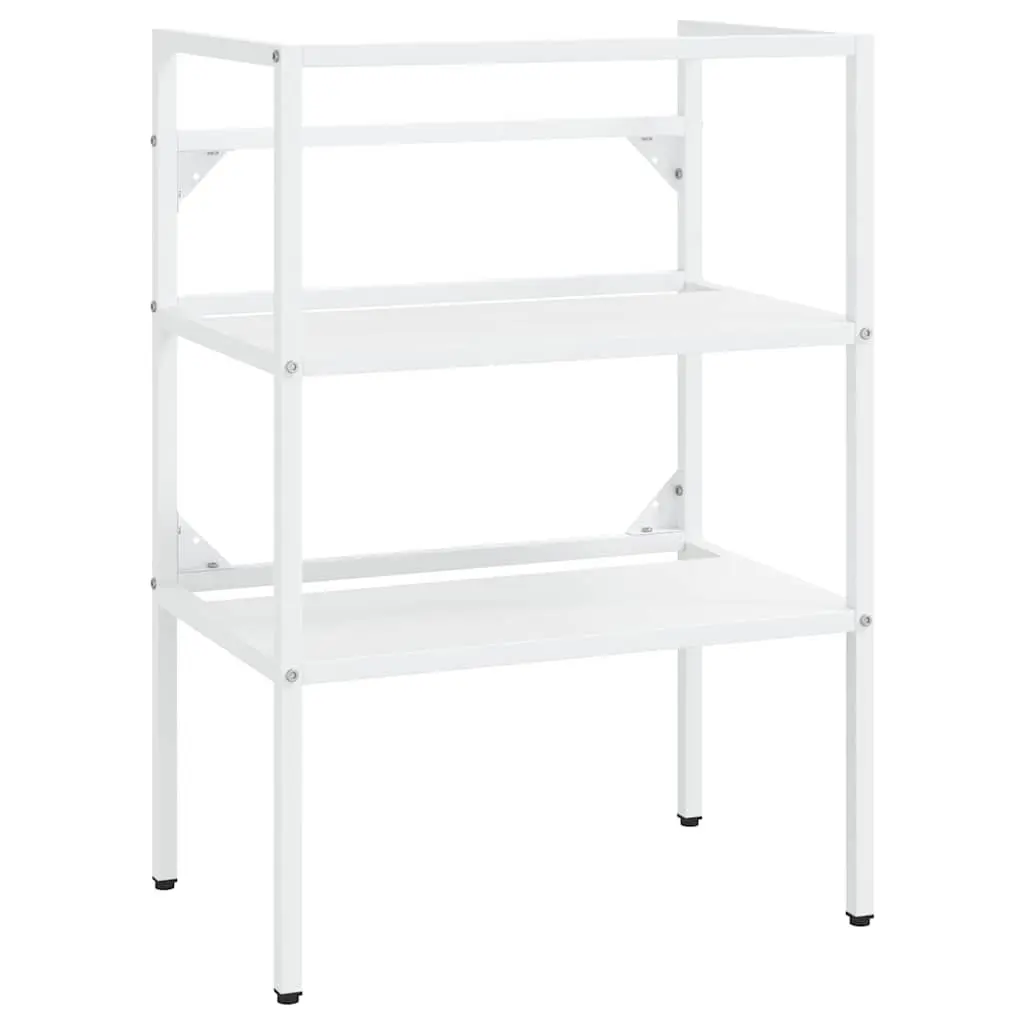 Bathroom Washbasin Frame White Storage Vanity Unit Iron Console Stand