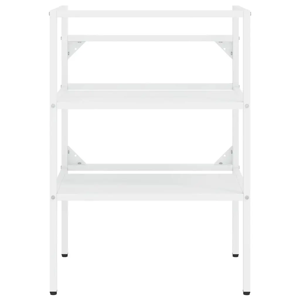 Bathroom Washbasin Frame White Storage Vanity Unit Iron Console Stand