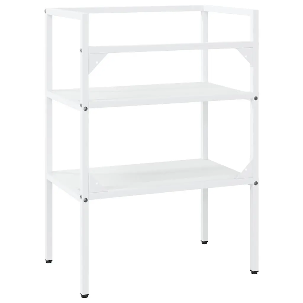 Bathroom Washbasin Frame White Storage Vanity Unit Iron Console Stand