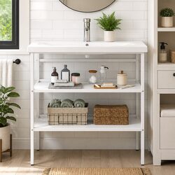 Bathroom Washbasin Frame White Storage Vanity Console Stand Furniture
