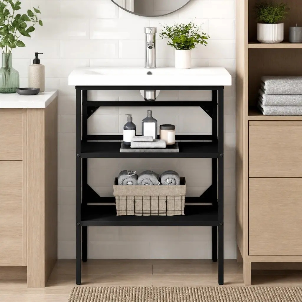 Black Bathroom Frame with Storage Benefits