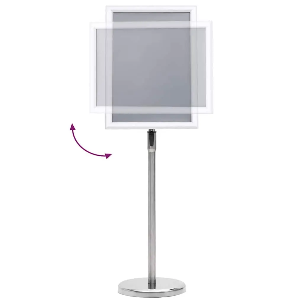 Poster Stand Height Adjustable Rotatable Silver 45 x 32.7 x 108 cm 2 Piece