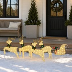 Practical and Elegant Gold Fabric LED Reindeer - 5 Pack