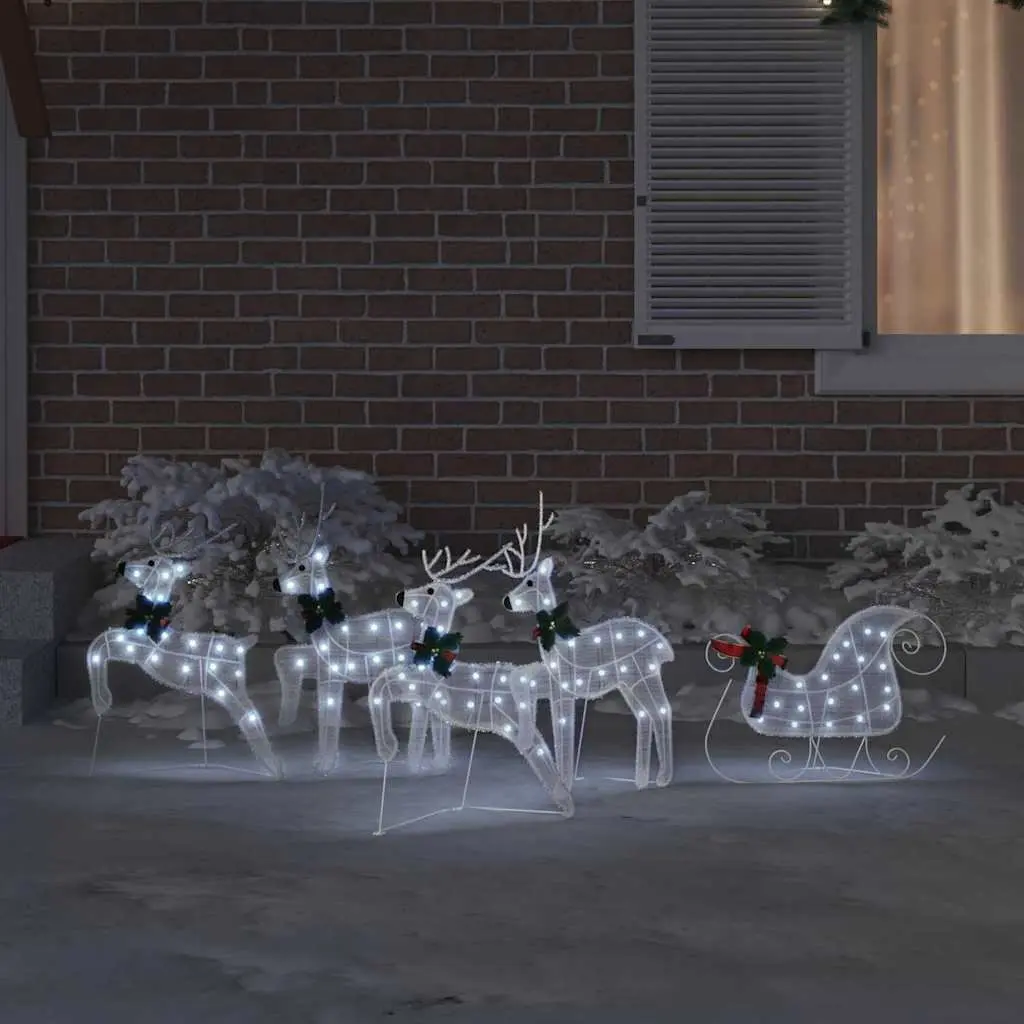 LED Reindeer Decorations Indoor 5 Piece White Fabric Art Deco