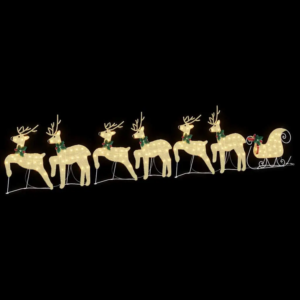 LED Reindeer Decorations 7 Pieces Gold Fabric Art Deco Holiday