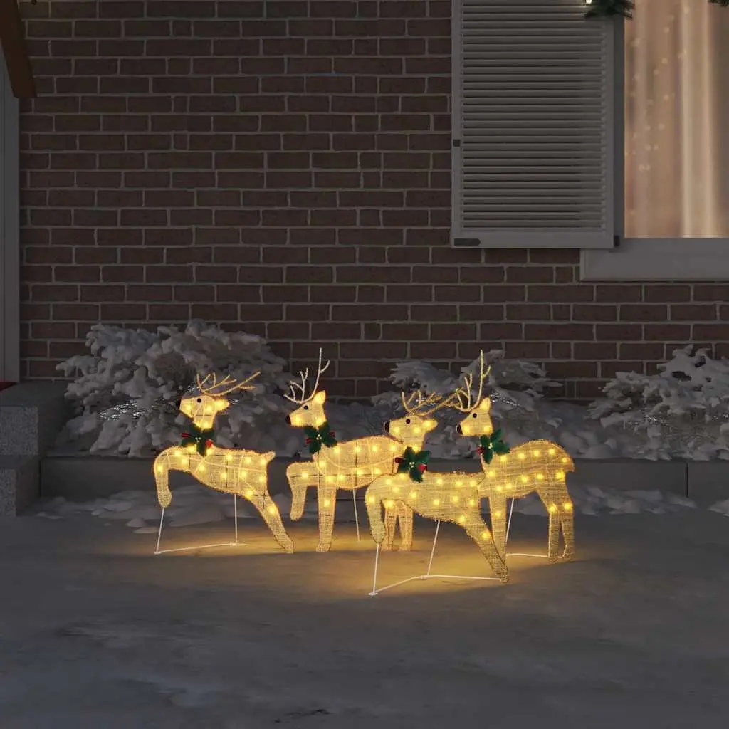 LED Reindeer Christmas Decoration 4 Pieces Gold Art Deco Holiday Light