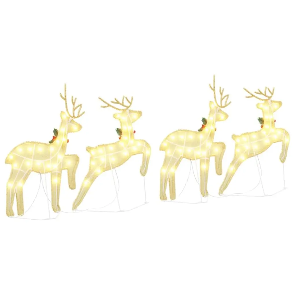 LED Reindeer Christmas Decoration 4 Pieces Gold Art Deco Holiday Light