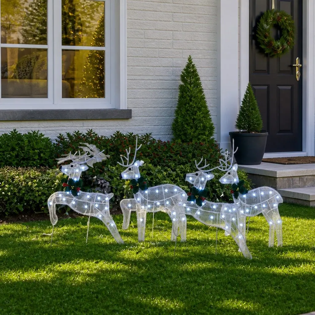 White LED Reindeer Decorations for Holiday Joy