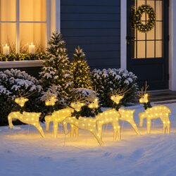 Charming Gold LED Reindeer Decorations: 6 Piece Set