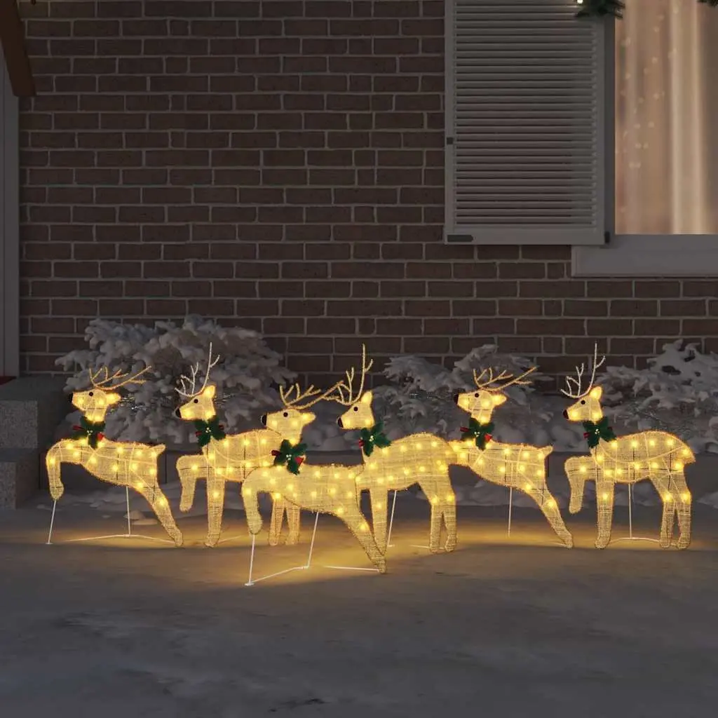 LED Reindeer Decorations 6 Pieces Gold Holiday Festive Lights