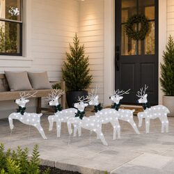 Value Set of 6 Silver LED Reindeers for Holidays