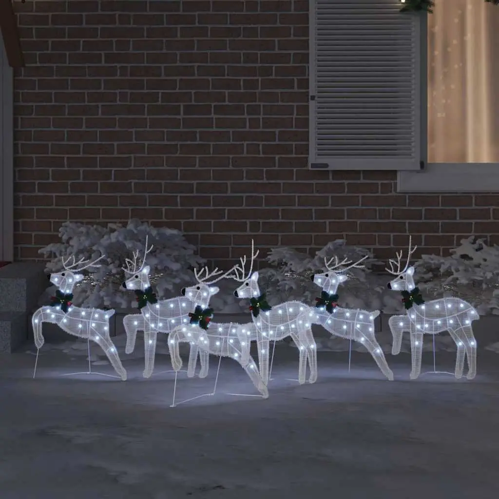 LED Reindeer Decorations 6 Piece Set White Art Deco Indoor Holiday