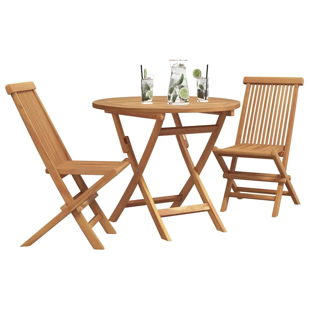 Garden Dining Set Outdoor Furniture 3 Pieces Brown Solid Acacia Wood Table and Chairs
