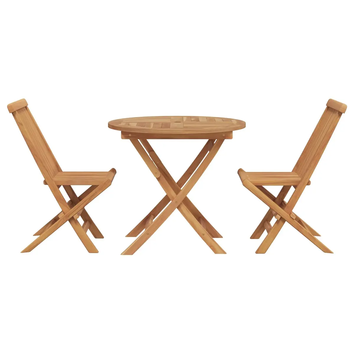 Garden Dining Set Outdoor Furniture 3 Pieces Brown Solid Acacia Wood Table and Chairs