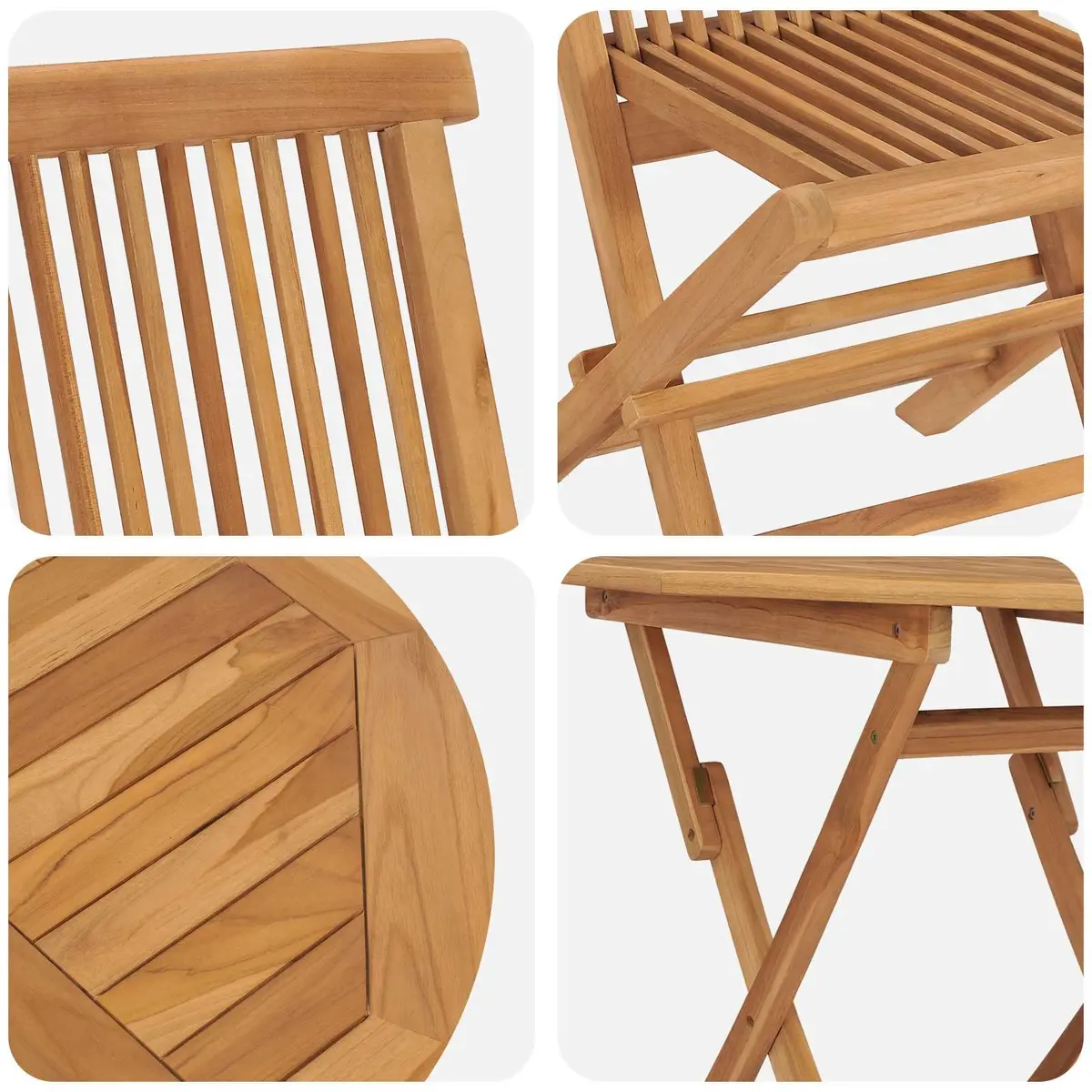 Garden Dining Set Outdoor Furniture 3 Pieces Brown Solid Acacia Wood Table and Chairs