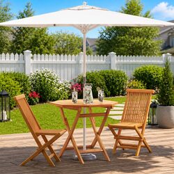 3-Piece Acacia Garden Dining Set – Comfort and Value