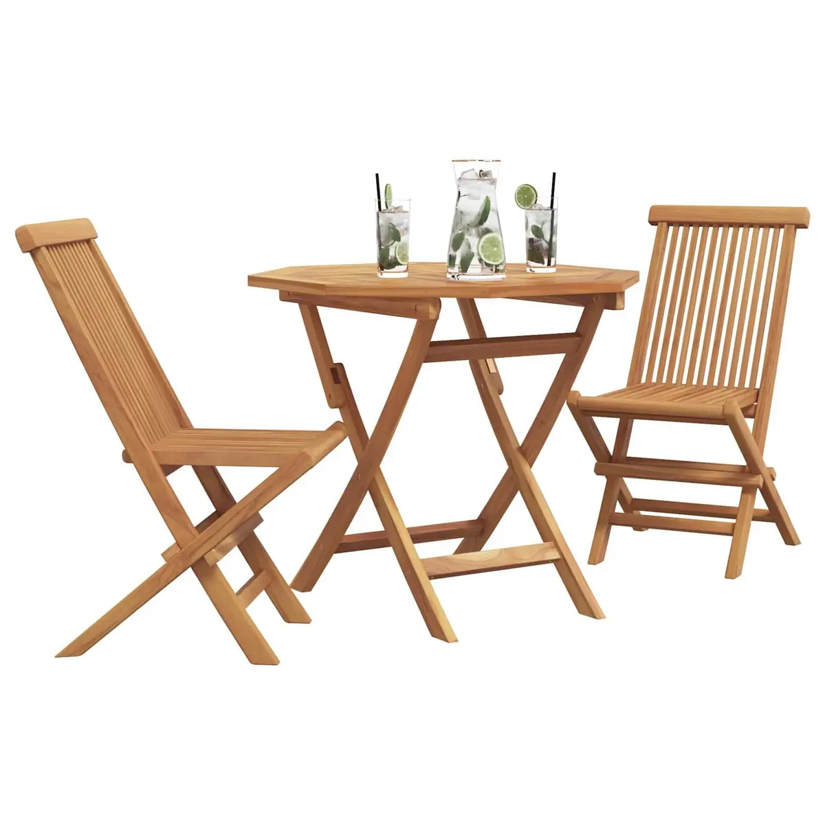 Garden Dining Set 3 Pieces Solid Acacia Wood Brown Outdoor Furniture Table