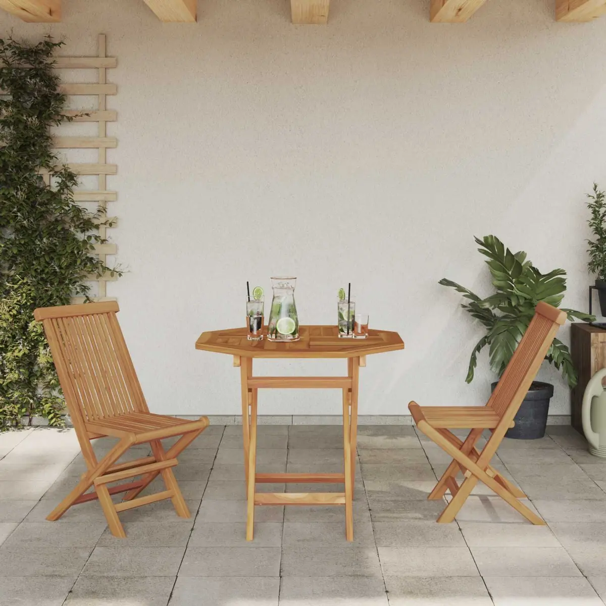 Garden Dining Set 3 Pieces Solid Acacia Wood Brown Outdoor Furniture Table