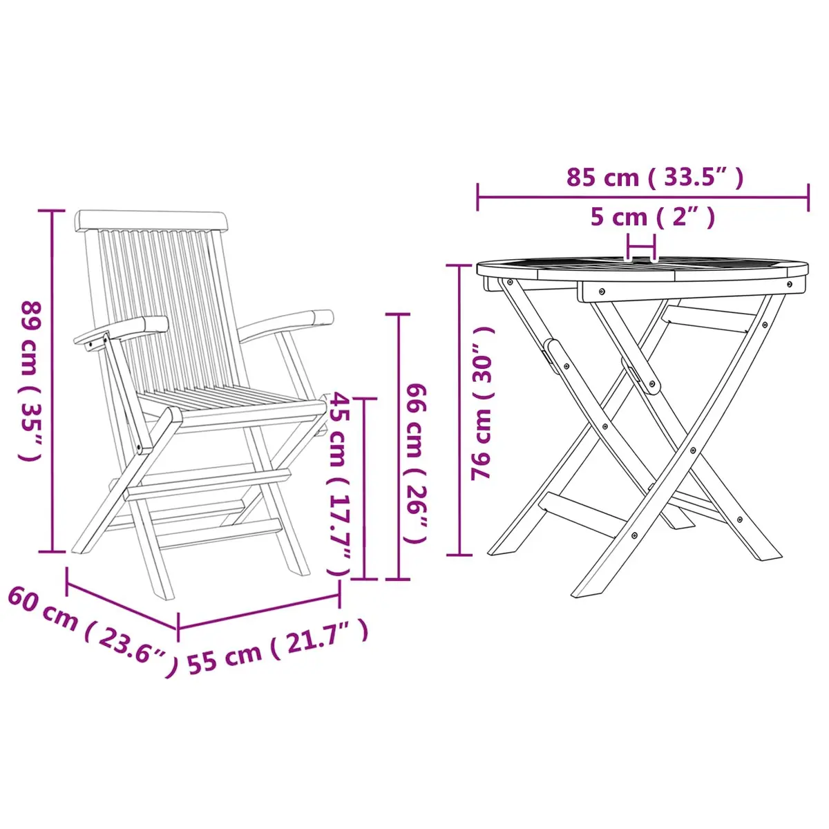 Garden Dining Set 3 pcs Outdoor Table Chairs Armrest Brown Acacia Wood