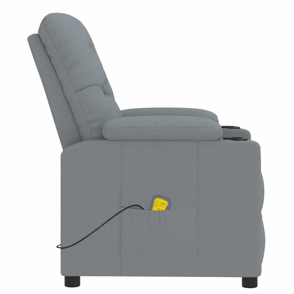 Massage Chair Light Grey Fabric Manual Reclining 3 Positions Vibration 6 Points