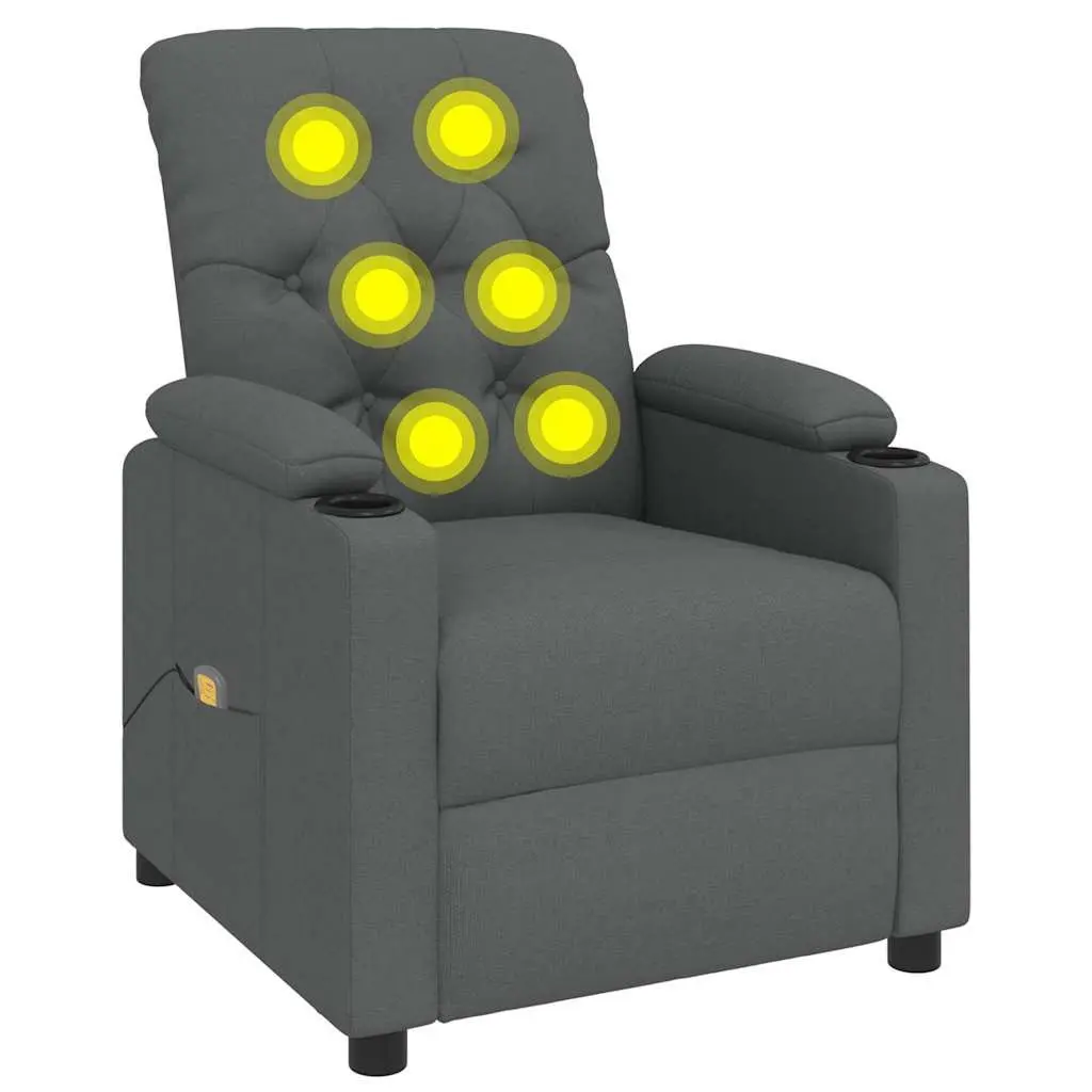 Electric Massage Chair Manual Reclining 3 Positions 6 Points Vibration Grey Fabric